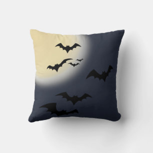 Cojín Decorativo Halloween Luna Llena Con Murciélagos