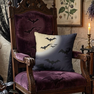 Cojín Decorativo Halloween Luna Llena Con Murciélagos