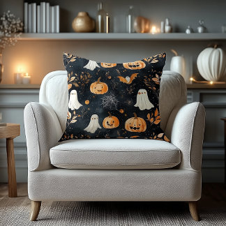 Cojín Decorativo Halloween Name Pillow – Pumpkins, Ghosts & Autumn 