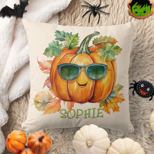 Cojín Decorativo Halloween, Naranja de calabaza de color personaliz