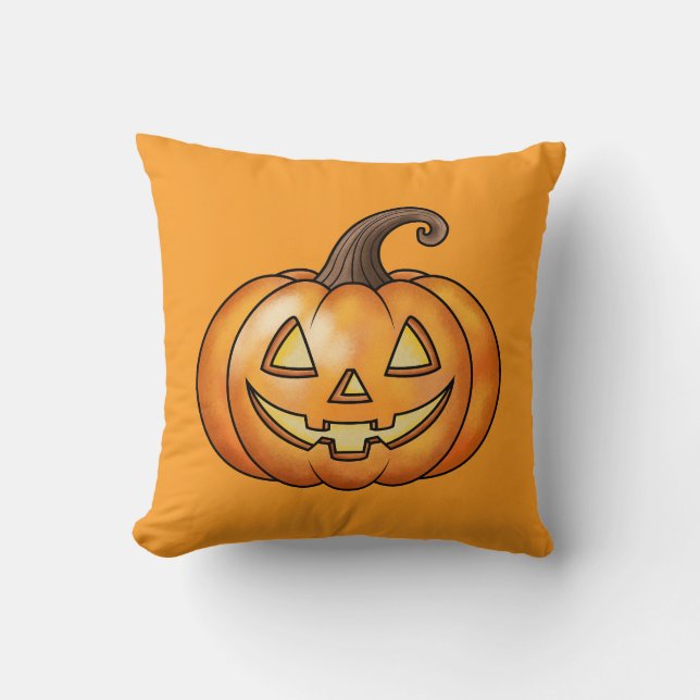 Cojín Decorativo Halloween Naranja de calabaza Personalizado (Anverso)