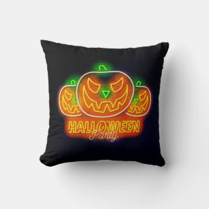 Cojín Decorativo Halloween Neon Glow Look Pumpkin Naranja Verde