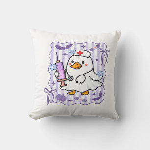 Cojín Decorativo Halloween Otoño Morado Coquette Ganso Enfermera Es
