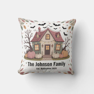 Cojín Decorativo Halloween personalizado nombre de familia de la ca