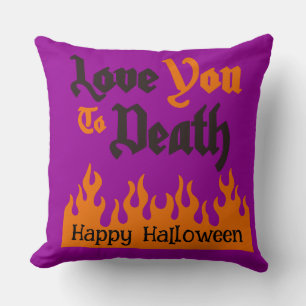 Cojín Decorativo Halloween Personalizado Whimsical Funny Purple Lov