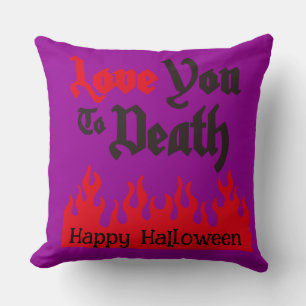 Cojín Decorativo Halloween Personalizado Whimsical Funny Purple Lov