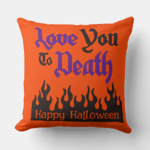Cojín Decorativo Halloween Personalizado Whimsical Funny Purple Lov