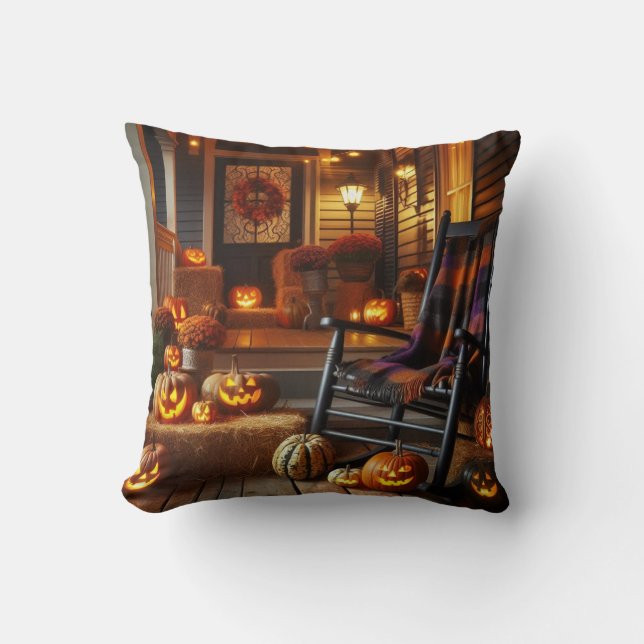 Cojín Decorativo Halloween Porch & Black Rocker (Anverso)