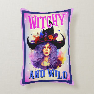 Cojín Decorativo Halloween Retro Cute Purple Witchen