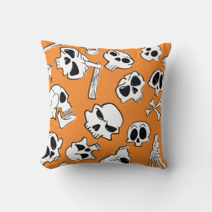Cojín Decorativo Halloween Skulls Bones Doodle Pattern