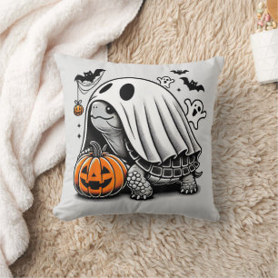 Cojín Decorativo Halloween Tortuga Fantasma Calabaza Terapia Tortoi