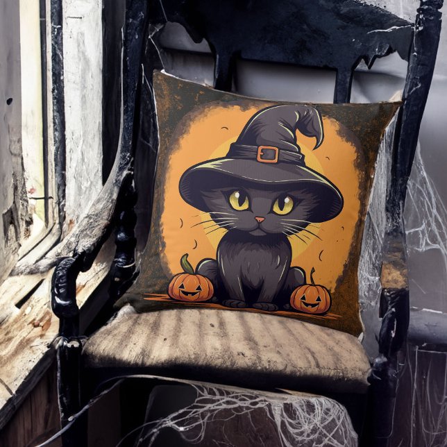 Cojín Decorativo Halloween ve gato con Jack o Lanterns (Subido por el creador)