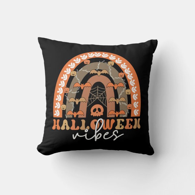 Cojín Decorativo Halloween Vibes Boho Rainbow Fall Spooki (Anverso)