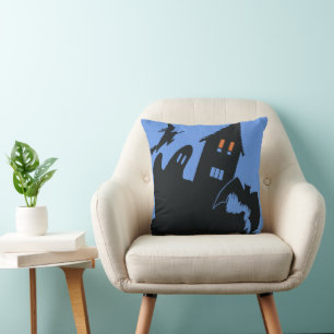 Cojín Decorativo Halloween vintage, Casa embrujada aterradora y Bru