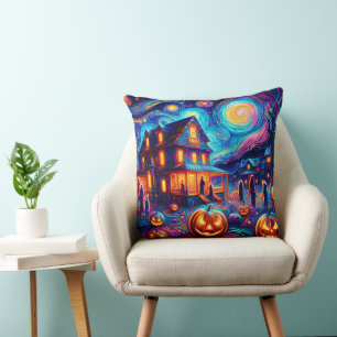Cojín Decorativo Halloween Whimsy: Un tributo nocturno estrellado