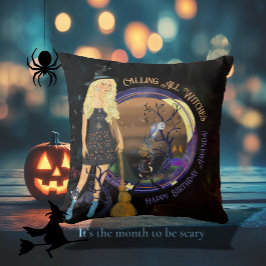 Cojín Decorativo Halloween Witch Birthday Black