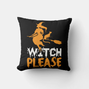 Cojín Decorativo Halloween Witch Cat Por Favor Cumpleaños