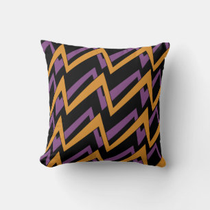 Cojín Decorativo Halloween Zig Zags Naranja Púrpura