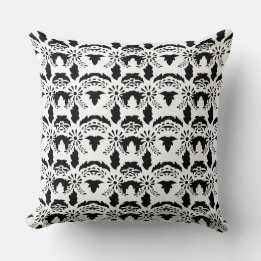 Cojín Decorativo Hälsingemönster - Pillow - Schablon Leaves Black