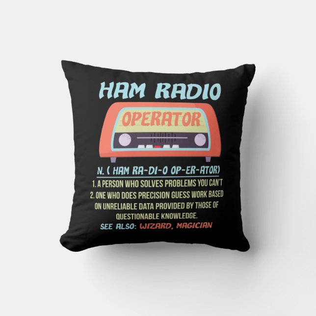 Cojín Decorativo Ham Radio Operador Definición Radio Hobby Amateur (Anverso)