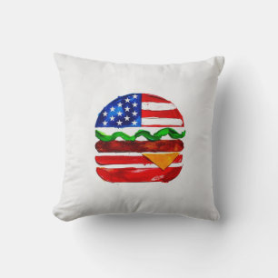 Cojín Decorativo Hamburguesa América (Pintura Blanca No. 1)