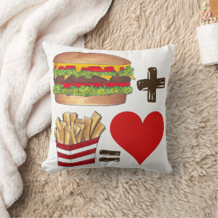 Cojín Decorativo Hamburguesa de emparejamiento de comida clásica +