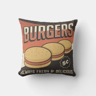 Cojín Decorativo Hamburguesa familiar retro vintage Man Cave