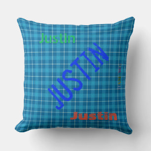 Cojín Decorativo HAMbWG Vanity Pillow - Añade tu nombre - Blue Plai