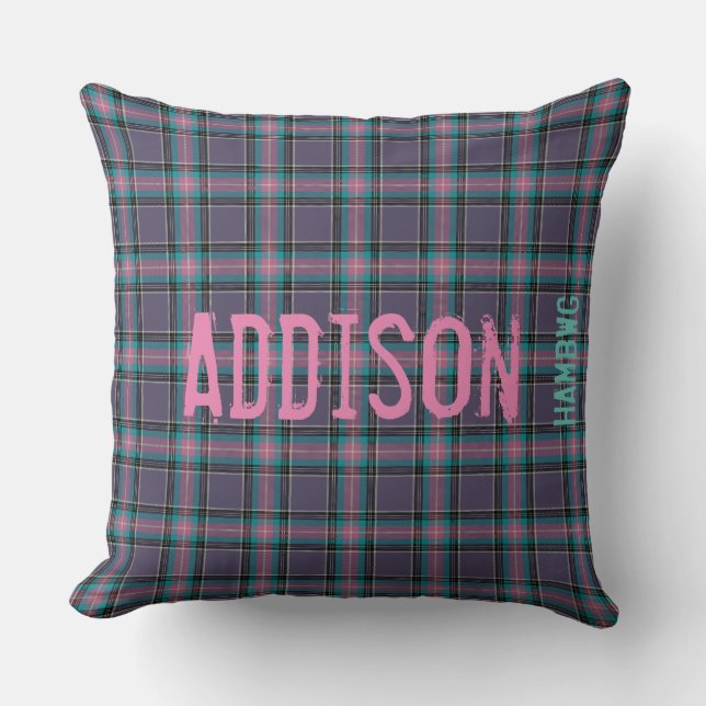 Cojín decorativo HAMbyWG de 20" Lav.Gris/Rosa/Aqua (Anverso)