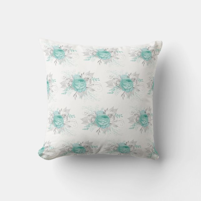 COJÍN DECORATIVO HAMPTONES DE DOS LADOS AQUA CUSIÓN FLORAL (Anverso)