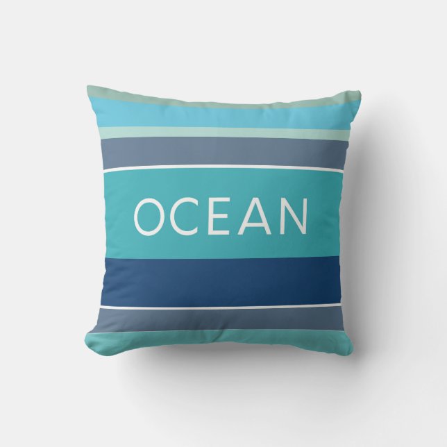 Cojín Decorativo Hamptons Beach House Ocean Blue Strike (Anverso)