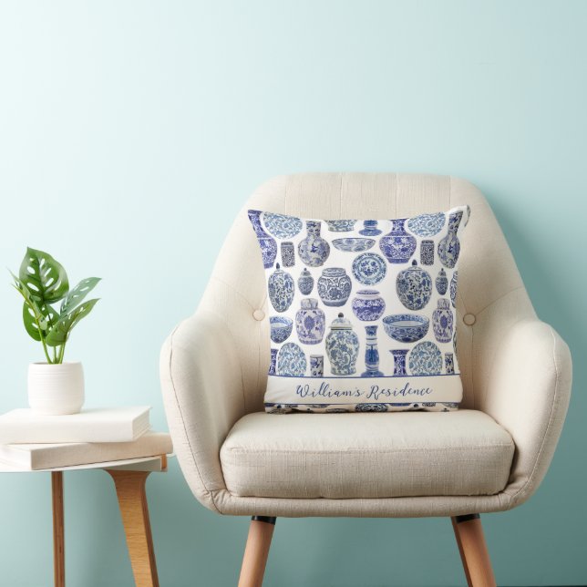 Cojín Decorativo Hamptons Chinoiserie Ginger Jars Patterned (Silla)