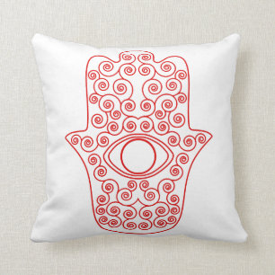 Cojín Decorativo Hamsa-Mano roja del esquema de la Miriam-Mano de