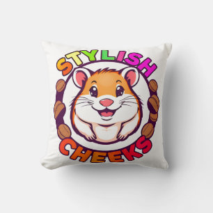 Cojín Decorativo Hamster Adorable en Colores Brillantes con Texto C