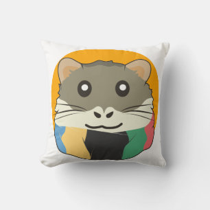 Cojín Decorativo Hámster 🐹 animal lindo con pañuelo de rayas color