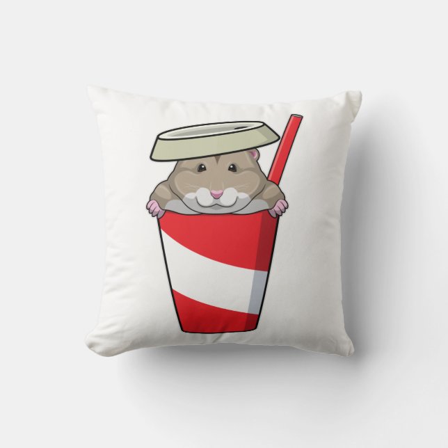 Cojín Decorativo Hamster con bebida (Anverso)