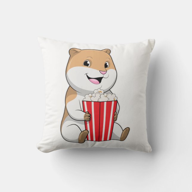 Cojín Decorativo Hámster con cono de palomitas de maíz (Anverso)