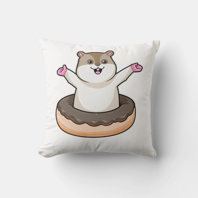 Cojín Decorativo Hamster con donut de chocolate (Anverso)