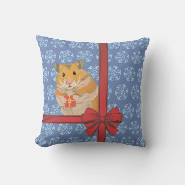 Cojín Decorativo Hamster de Navidades de copas de nieve (Anverso)