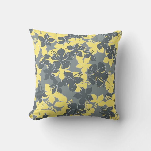 Cojín Decorativo Hanalei Hawaiian Hibiscus Camo Floral (Anverso)