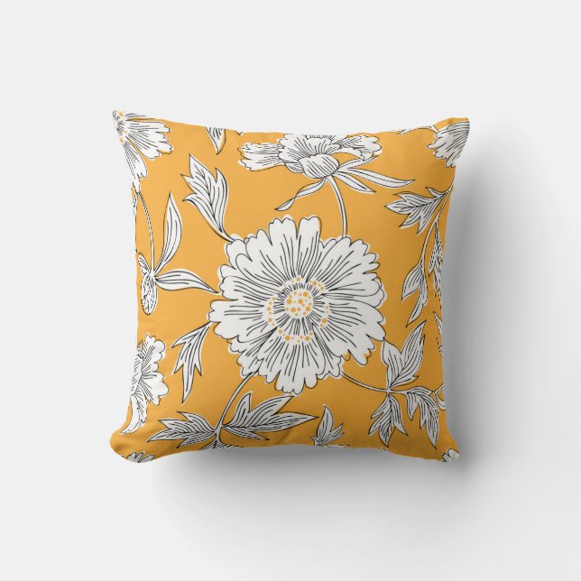 Cojín Decorativo Hand drawn abstract garden flowers. Contour drawin (Anverso)