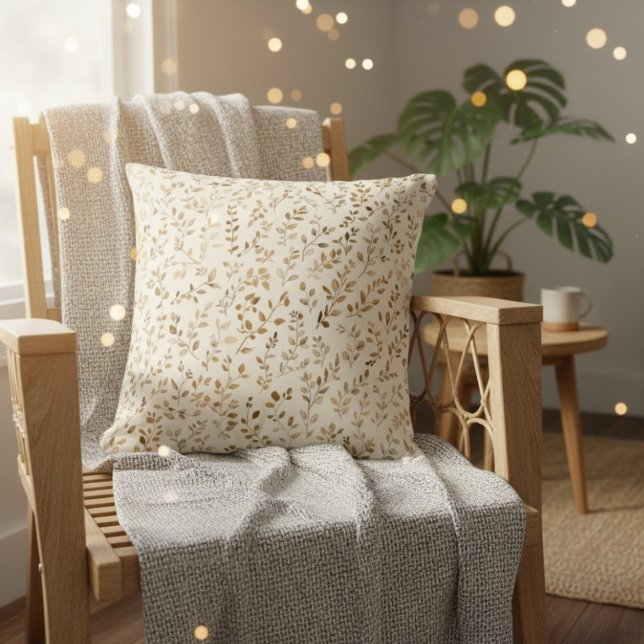 Cojín Decorativo Hand Drawn Boho Leaf Pattern (Subido por el creador)