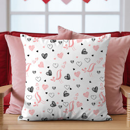 Cojín Decorativo Hand Drawn Hearts Pillow Romantic Love Gift Design