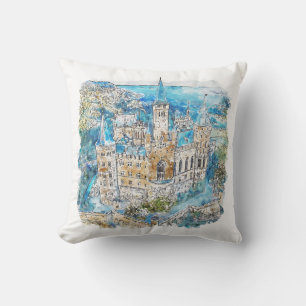 Cojín Decorativo Hand Drawn Watercolor Hohenzollern Castle Alemania