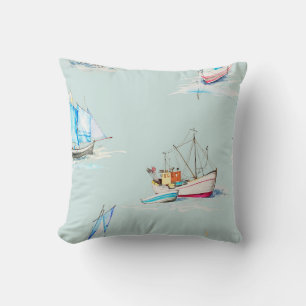 Cojín Decorativo hand drawn watercolor sailboat illustrationsailboa
