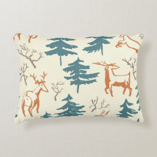 Cojín Decorativo Hand drawn winter seamless pattern with deer and p