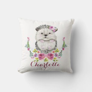 Cojín Decorativo Hand Pintado Hedgehog floral Personalizado