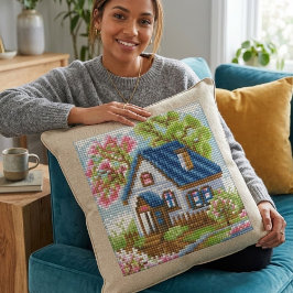 Cojín Decorativo Handcrafted-Effect Mosaic Cottage Art Throw Pillow