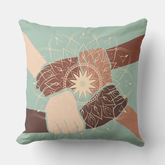 Cojín Decorativo Hands in Harmony with Mandala (Anverso)