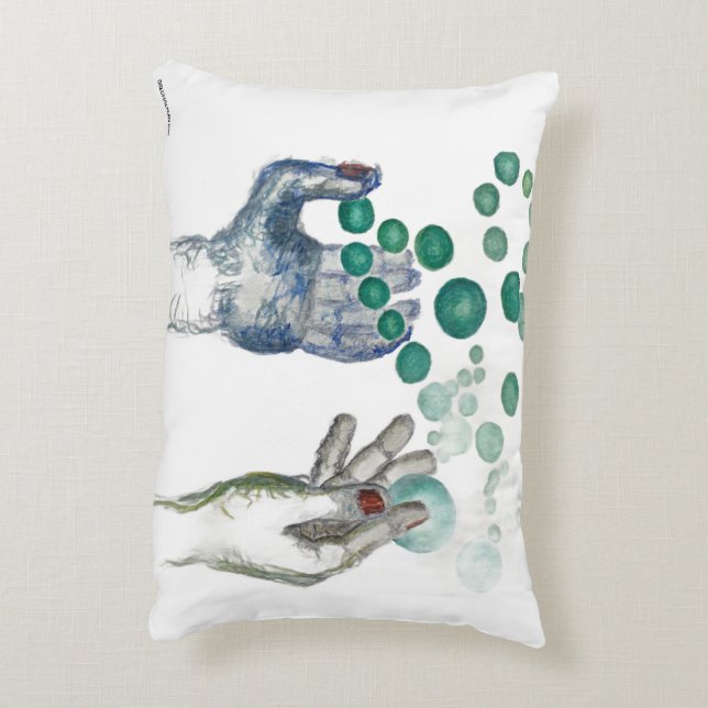 Cojín Decorativo Hands Outstretched with Golden Globes (Atrás (Vertical))